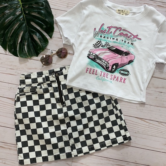 Urban Outfitters Tops - West coast racing vintage Y2k cropped ribbed tiny fitted graphic tee medium